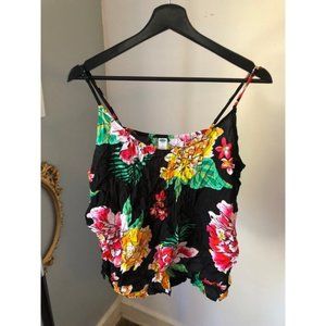 Old Navy black with floral print tank size L